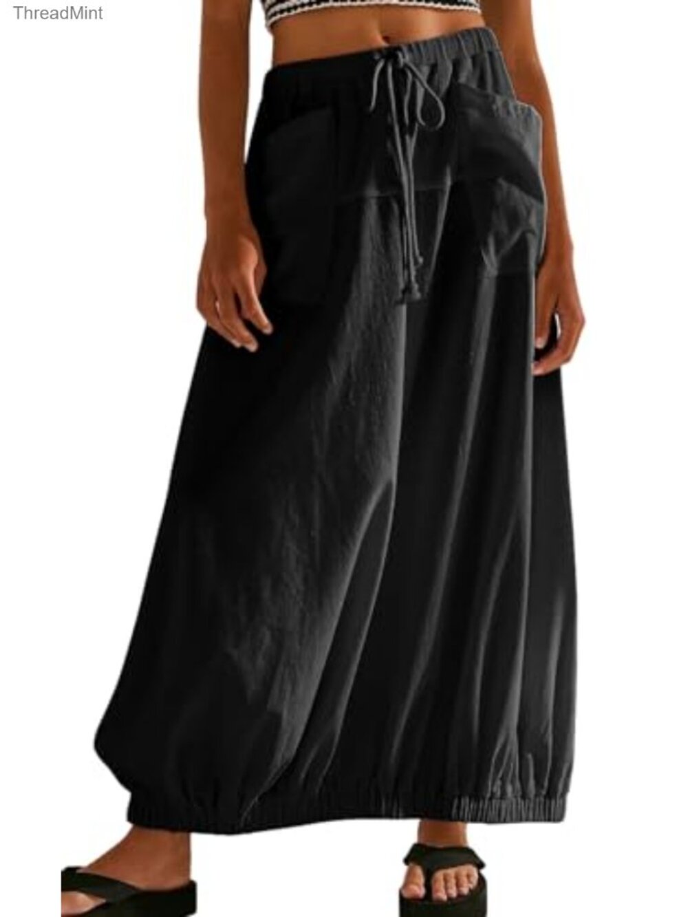 Baggy Parachute Skirt Comfy Casual Cotton Y2k Cargo Maxi Long Skirt
